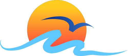 红色太阳海浪矢量logo