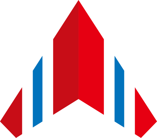 红色蓝色对称工业制造矢量logo